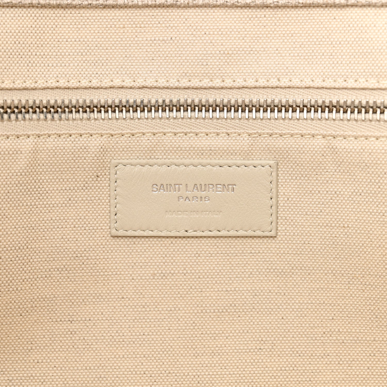 Saint Laurent Cotton Linen Rive Gauche Tote Light Shell 6 of 10
