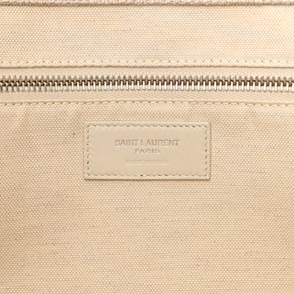 Saint Laurent Cotton Linen Rive Gauche Tote Light Shell 6 of 10