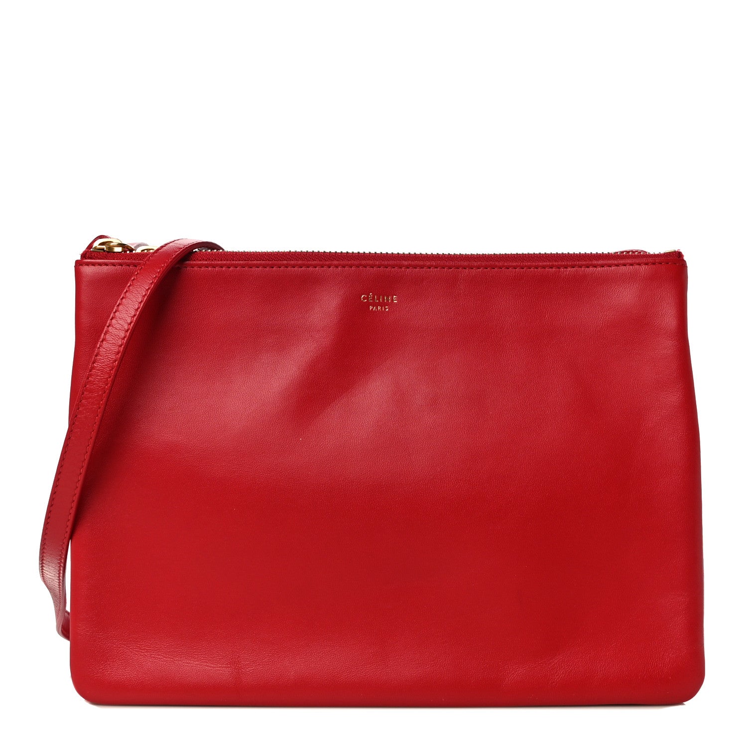 Celine Lambskin Large Trio Crossbody Bag Red 1 of 11