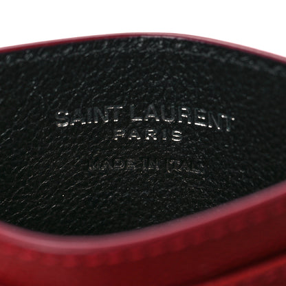 Saint Laurent Grain De Poudre Matelasse Chevron Monogram Credit Card Case Opyum Red 6 of 8