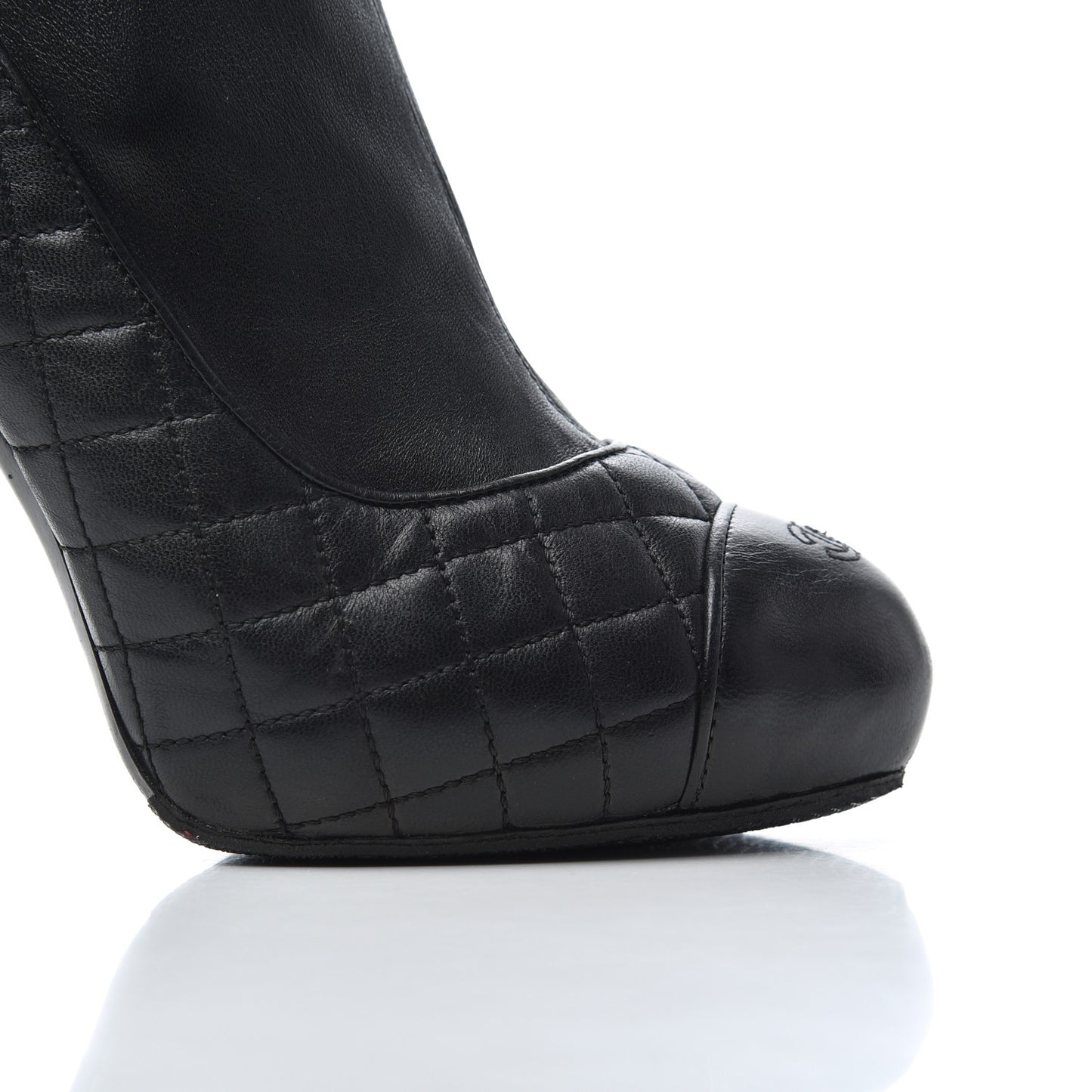Lambskin Quilted CC Booties 37 Black