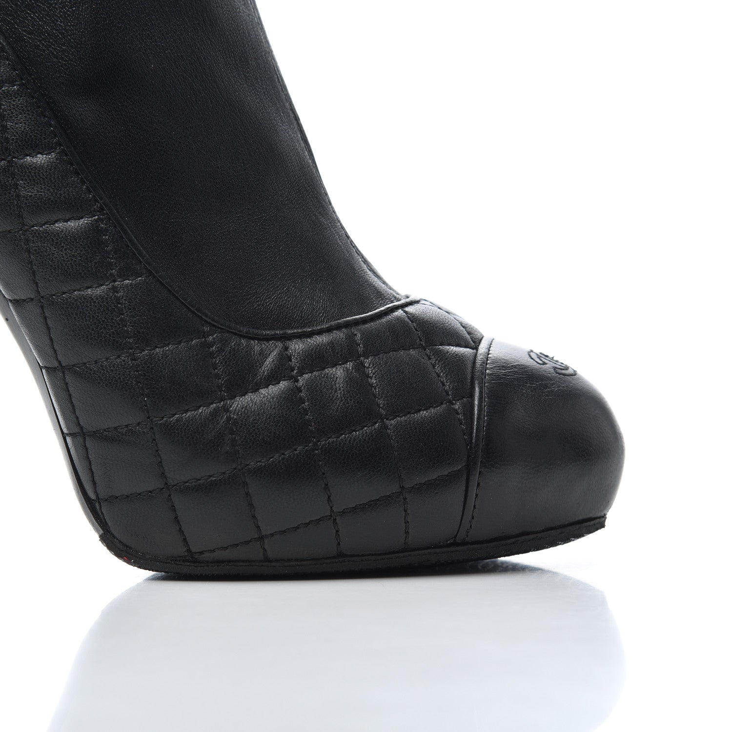 Chanel Lambskin Quilted CC Booties 37 Black 13 of 17