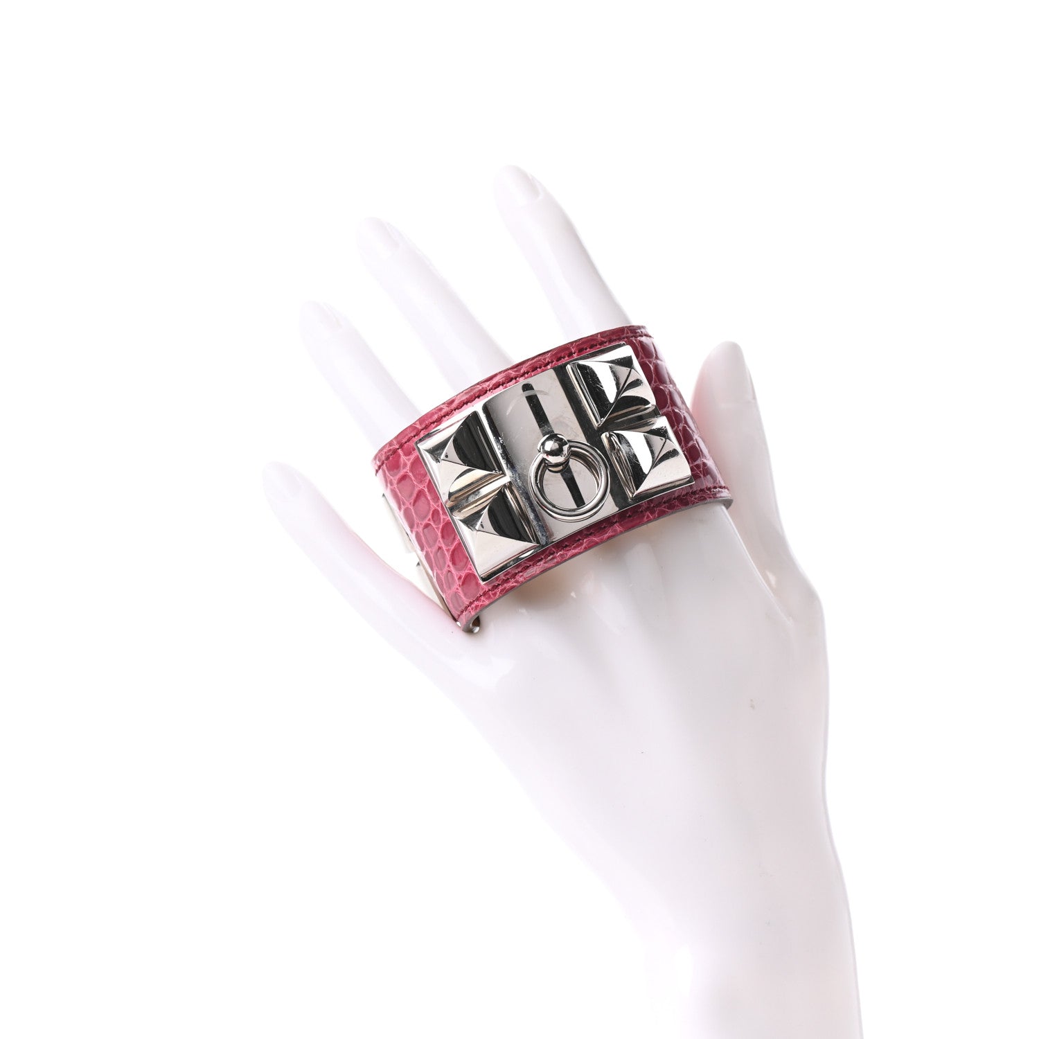 Hermes Shiny Alligator Collier De Chien CDC Bracelet S Fuchsia 2 of 6