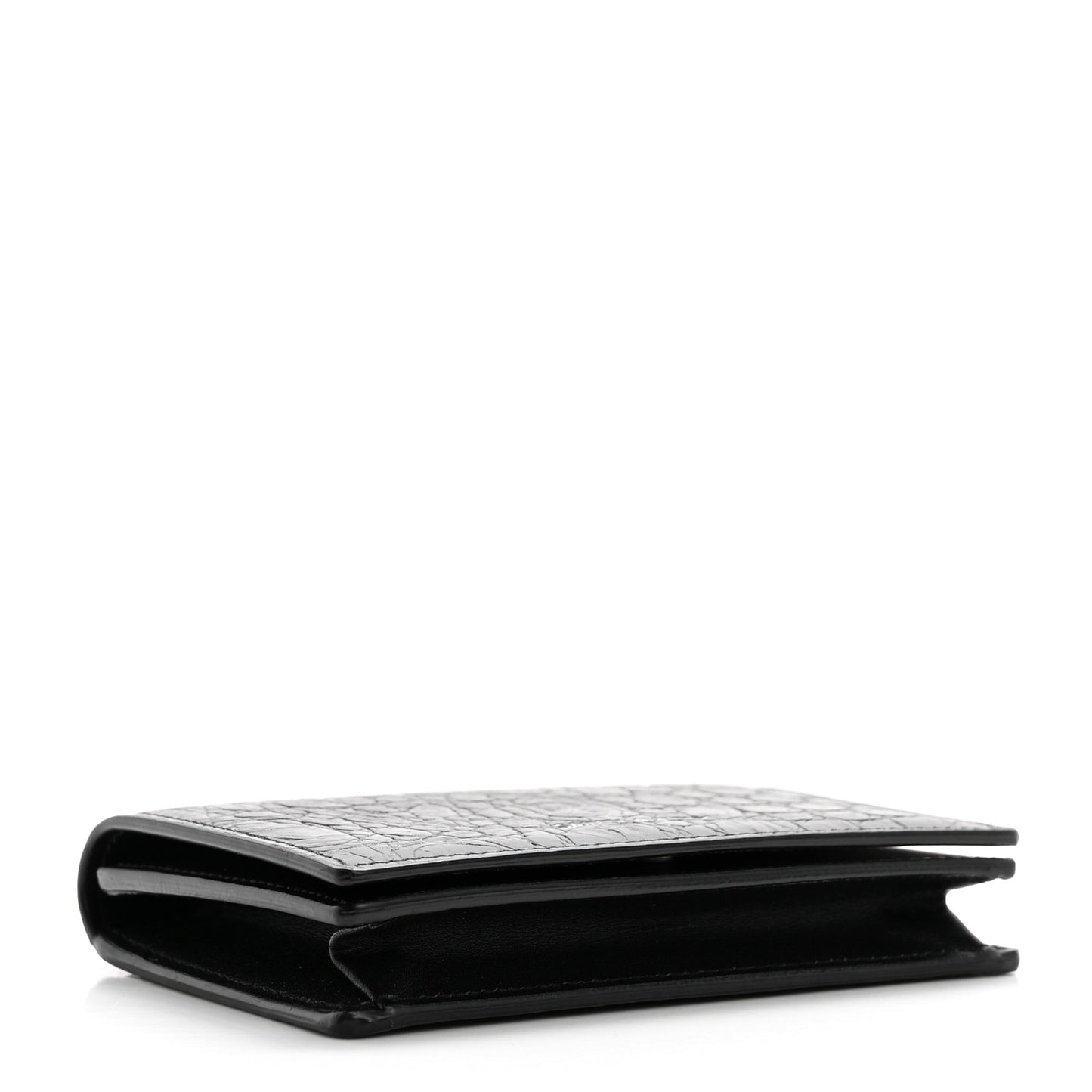 Calfskin Crocodile Embossed Business Card Case Black