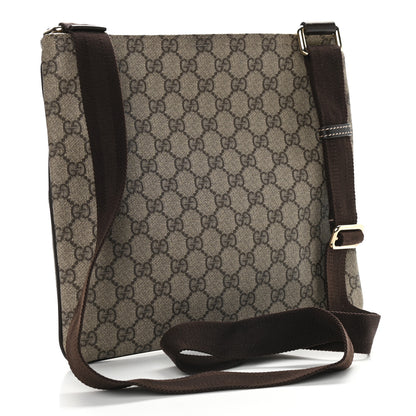 Gucci GG Supreme Monogram Selleria Calfskin Small Flat Side Zip Messenger Bag Beige Ebony Cocoa Dark Chocolate 2 of 9