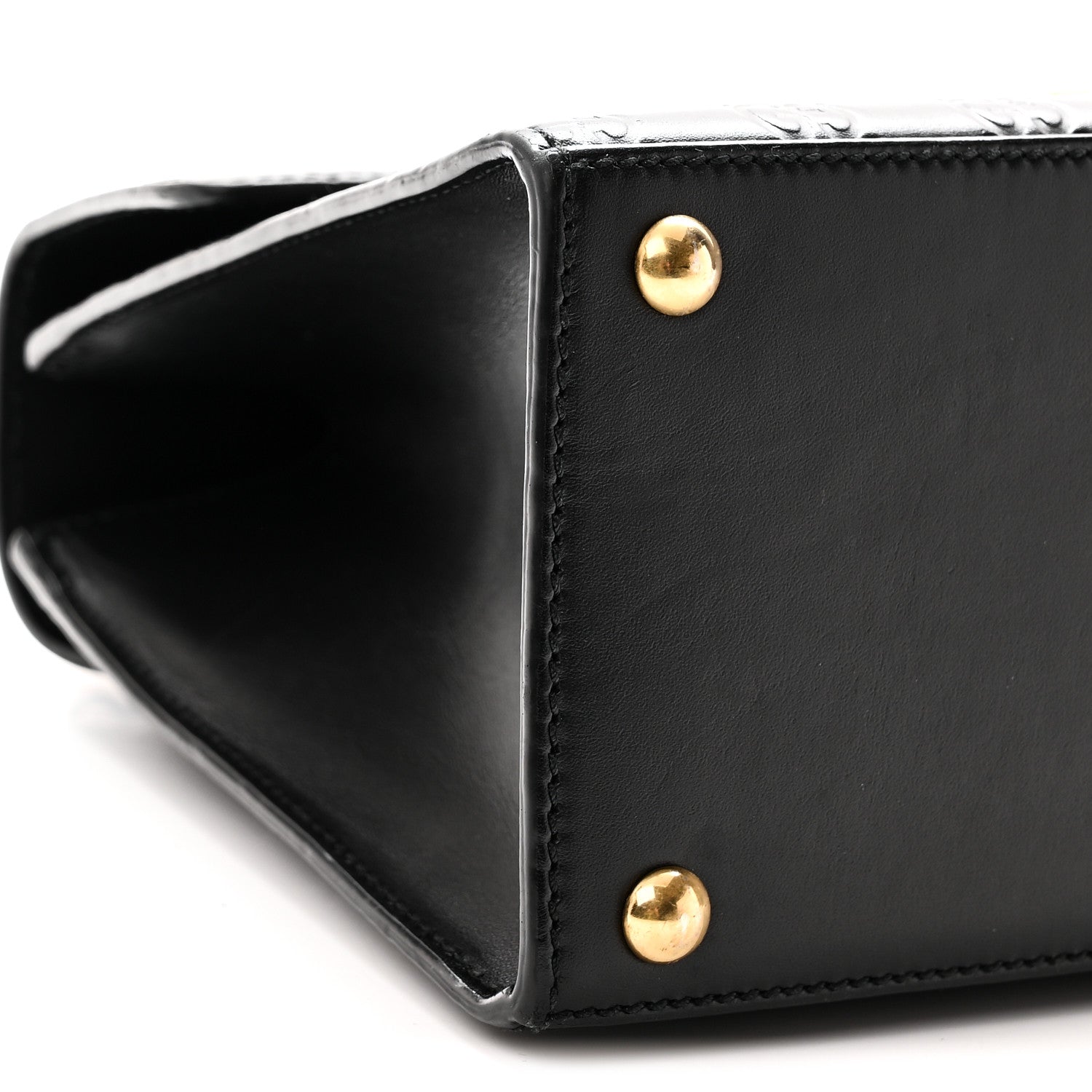 Gucci Guccissima Signature Small Padlock Top Handle Bag Black Black 9 of 10