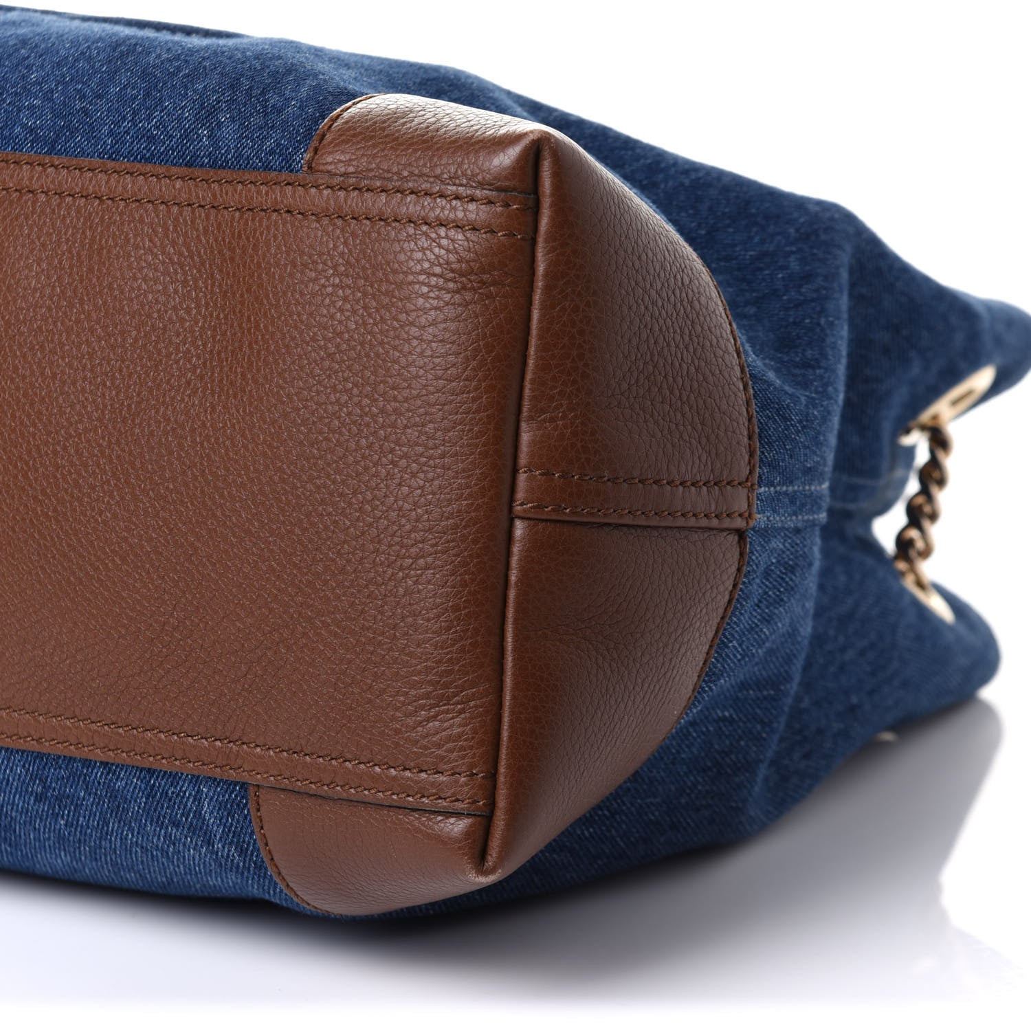 Gucci Denim Pebbled Calfskin Medium Soho Chain Shoulder Bag Blue Brown 11 of 11