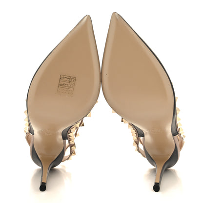 Valentino Garavani Calfskin Nappa Rockstud Ankle Strap 100mm Pumps 36.5 Black Poudre 5 of 8