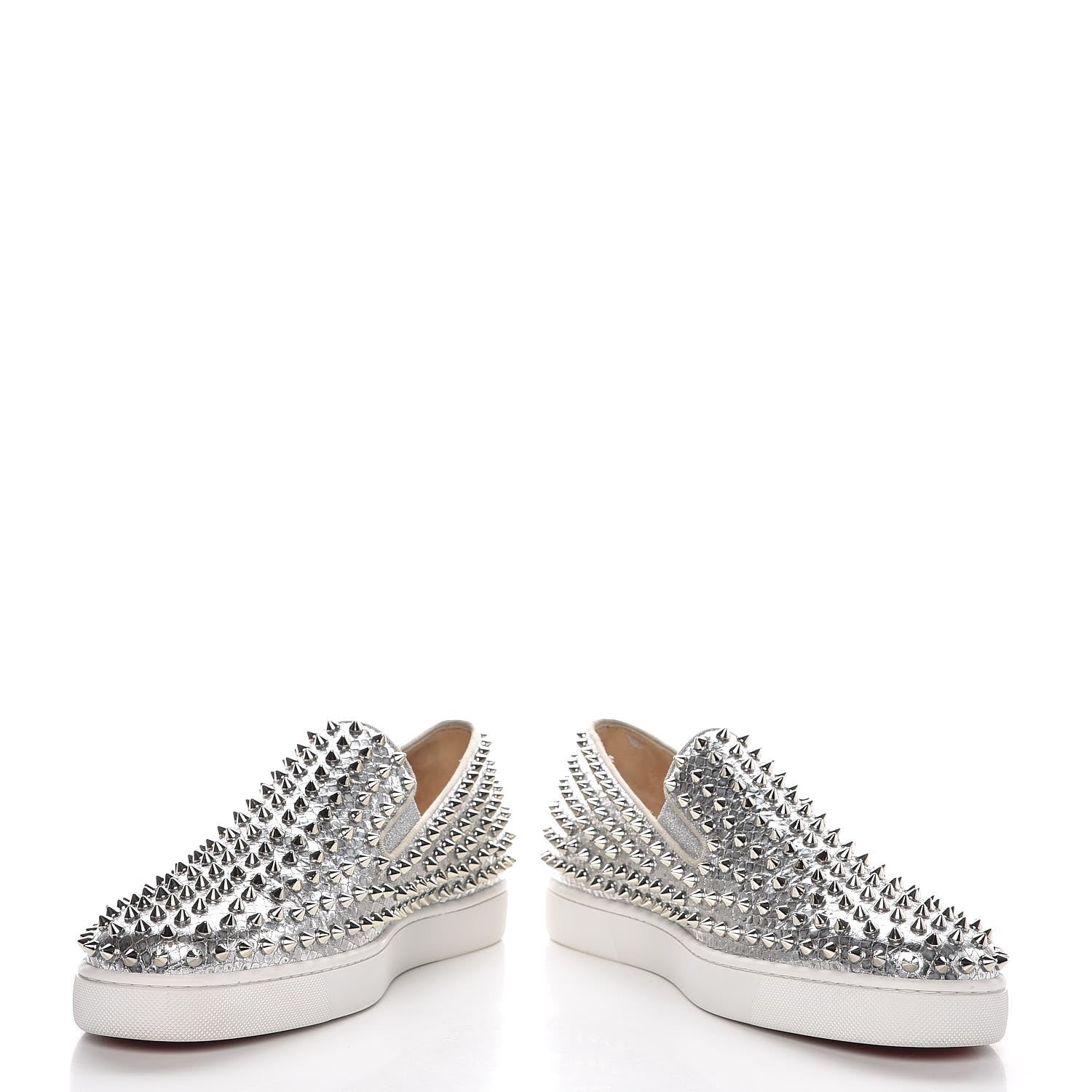 Christian Louboutin Mens Python Spikes Roller Boat Flat 45 Antique Silver 5 of 11