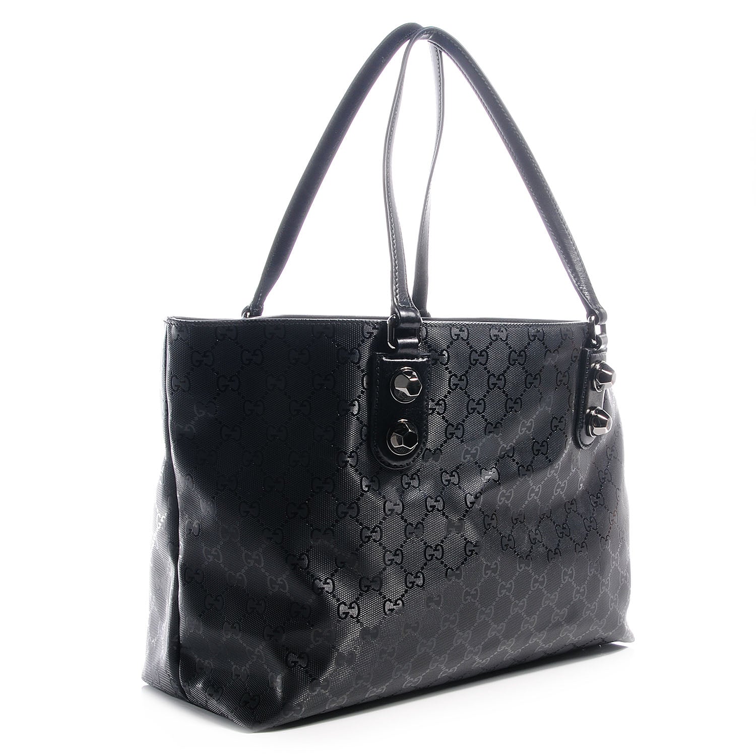 Gucci Imprime Monogram Medium Studded Tote Black 3 of 8