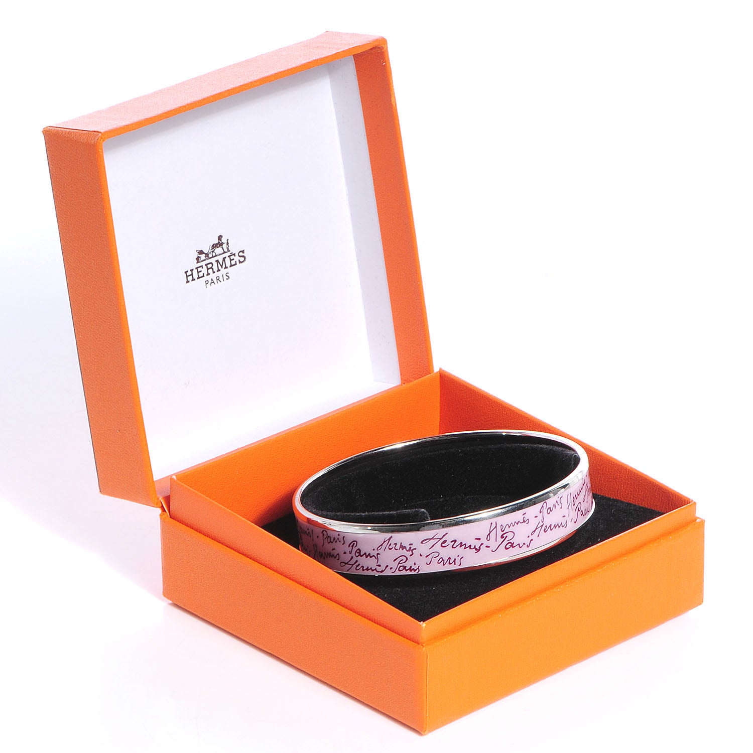Hermes Enamel Printed Handwriting Medium Bracelet Purple 70 6 of 6