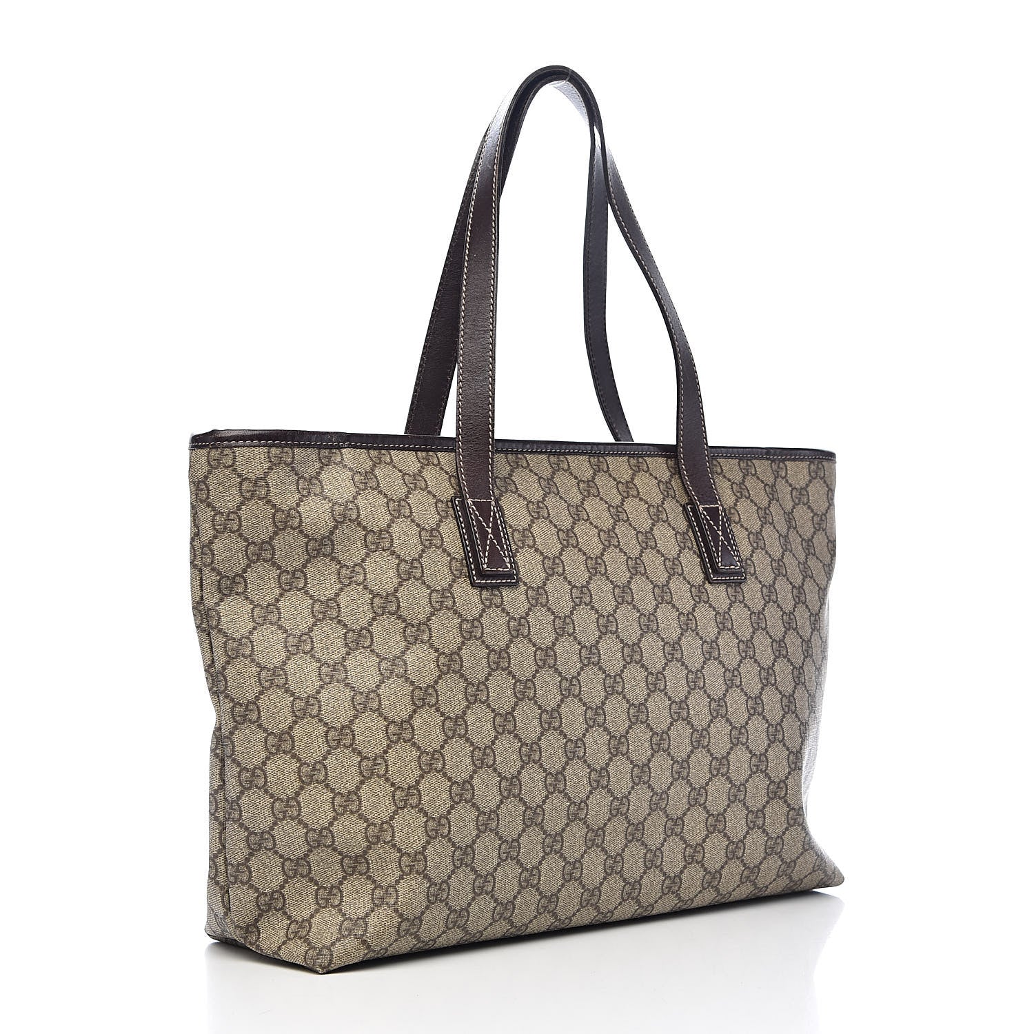 Gucci GG Supreme Monogram Medium Zippered Shopping Tote Dark Brown 3 of 21