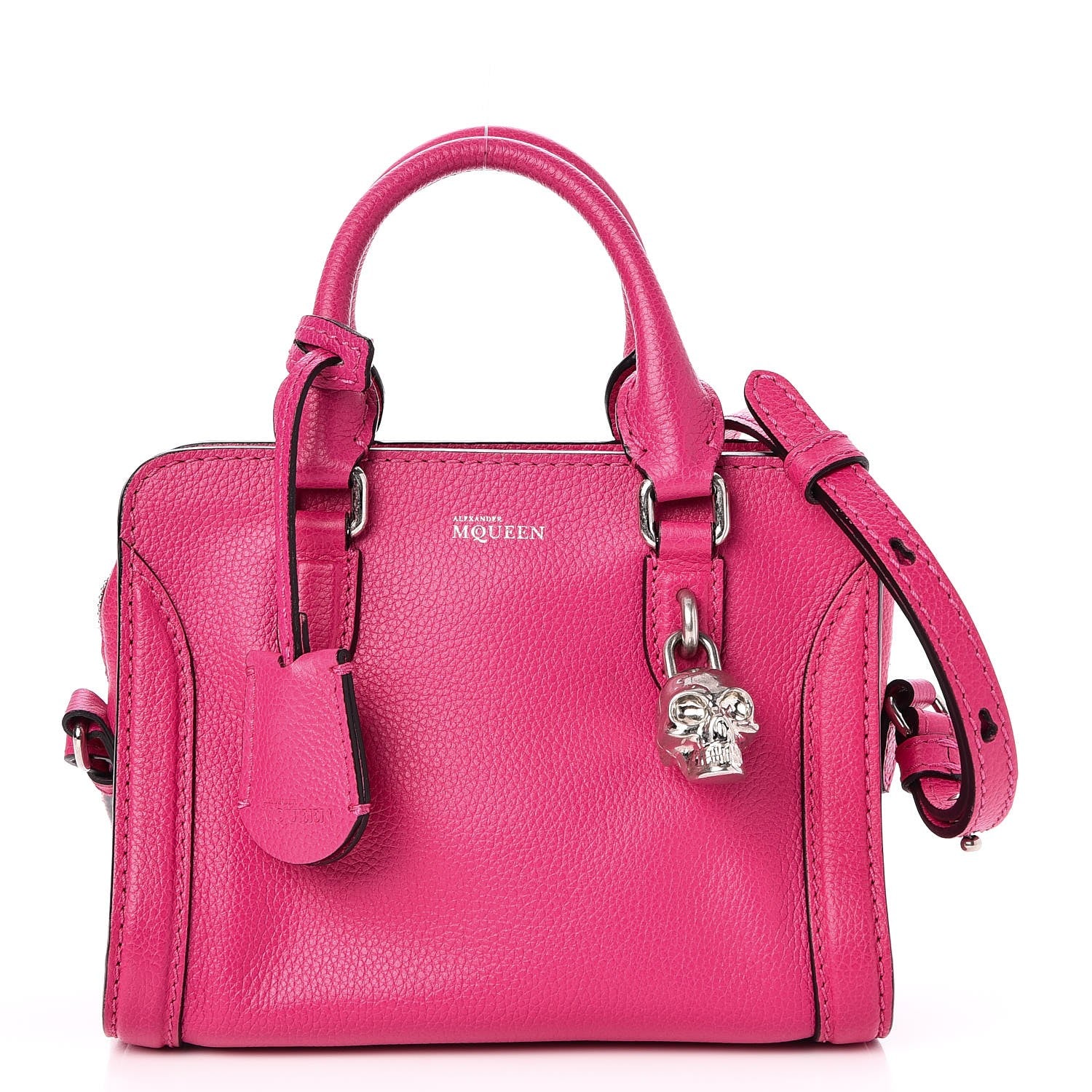 Alexander McQueen Grainy Calfskin Mini Padlock Zip Satchel Pink 1 of 7