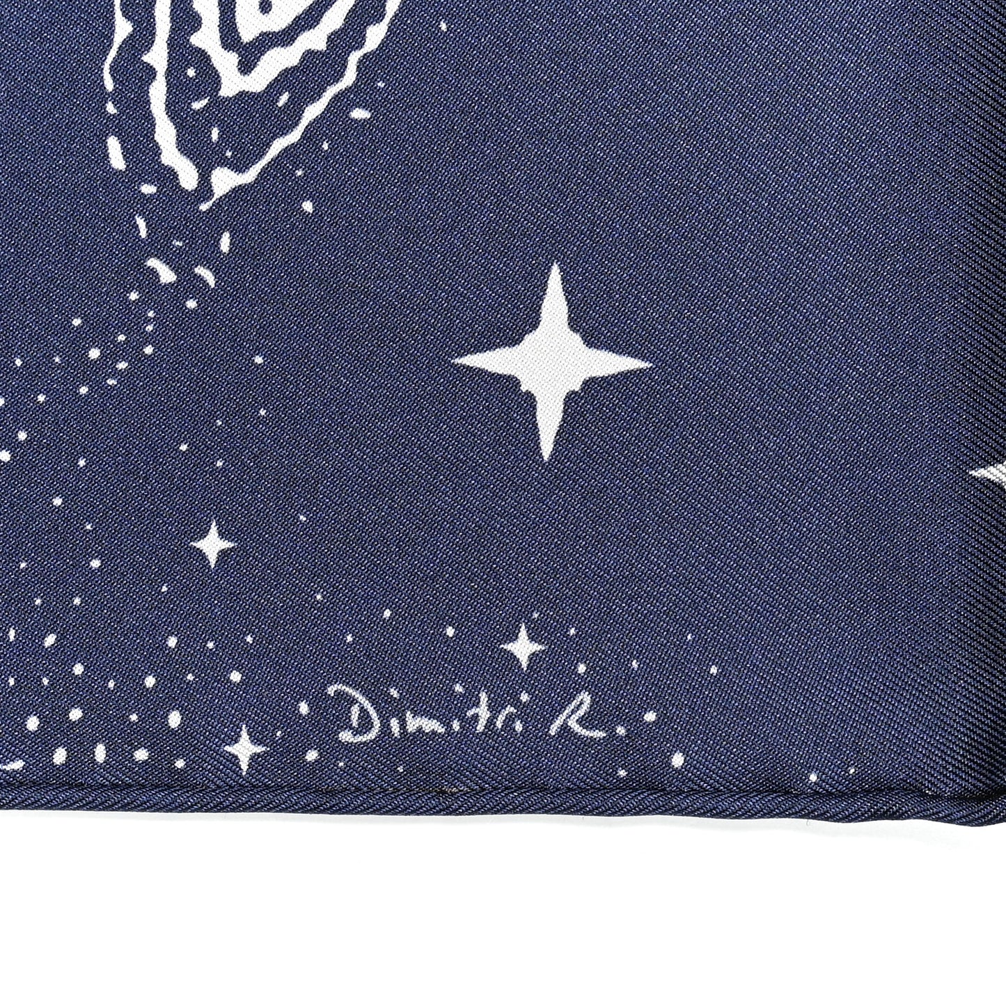 Silk Clair De Lune Double Face Scarf 90 Marine White Beige