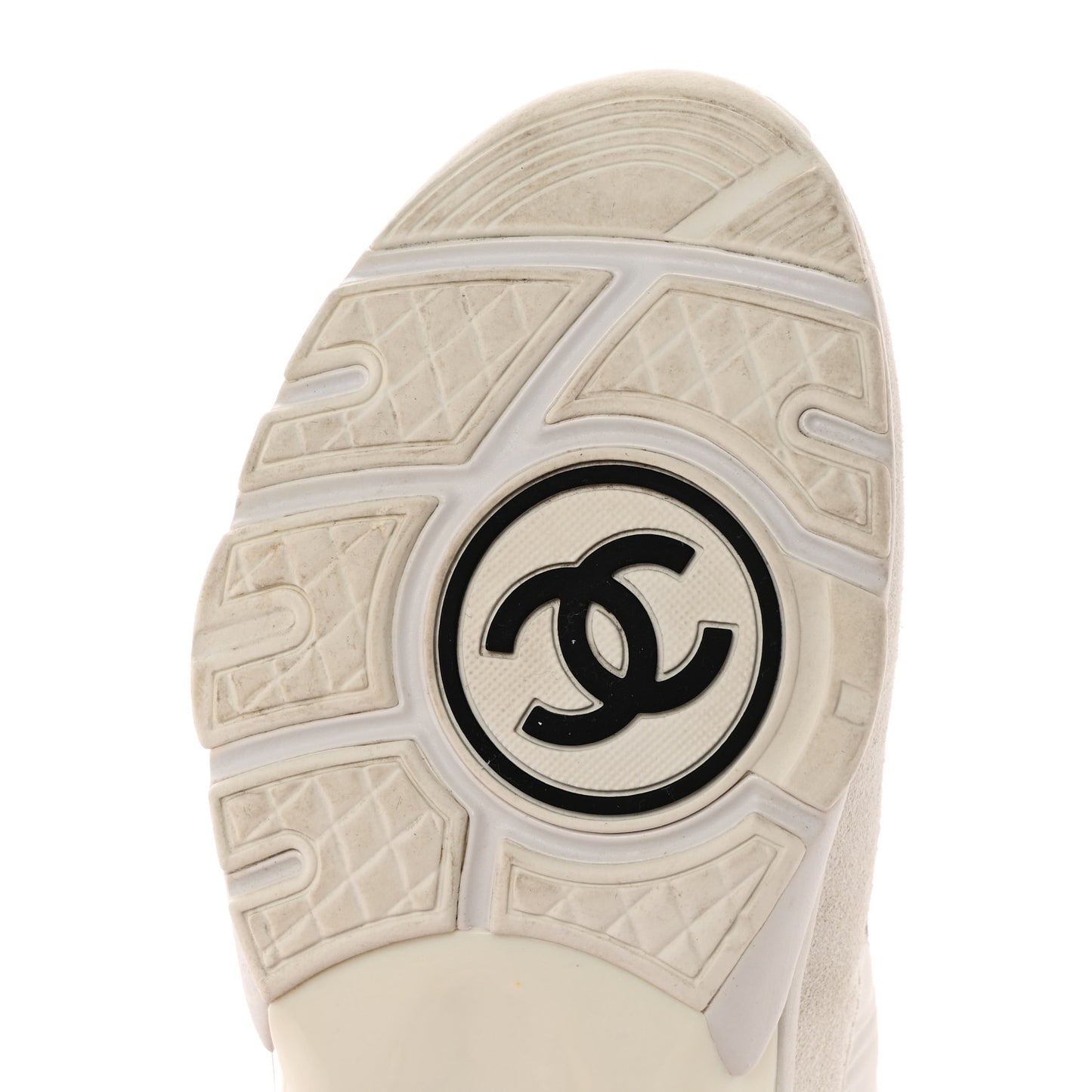 Suede Calfskin Fabric CC Sneakers 40 White