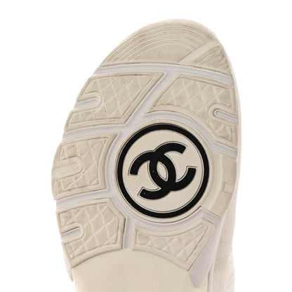 Chanel Suede Calfskin Fabric CC Sneakers 40 White 10 of 10