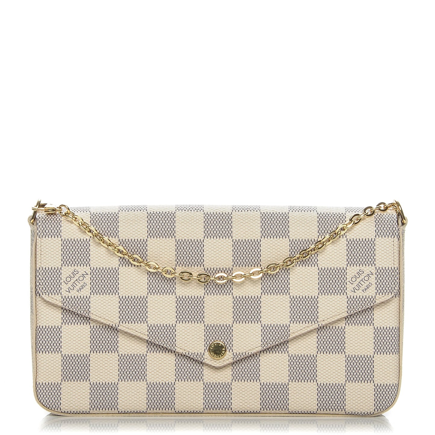 Damier Azur Pochette Felicie Chain Wallet Rose Ballerine