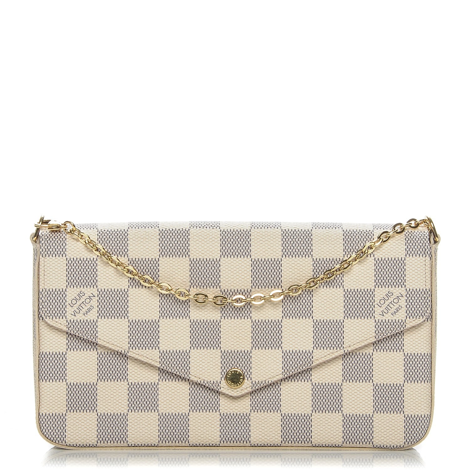 Louis Vuitton Damier Azur Pochette Felicie Chain Wallet Rose Ballerine 1 of 9