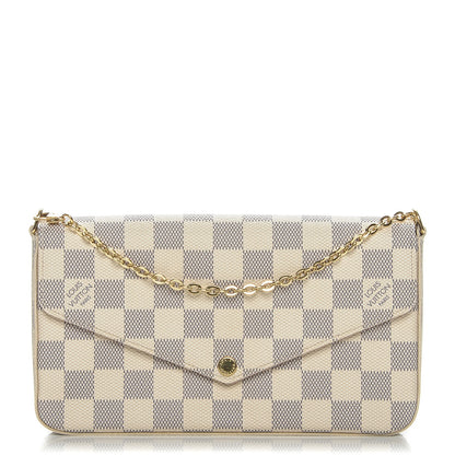 Louis Vuitton Damier Azur Pochette Felicie Chain Wallet Rose Ballerine 1 of 9