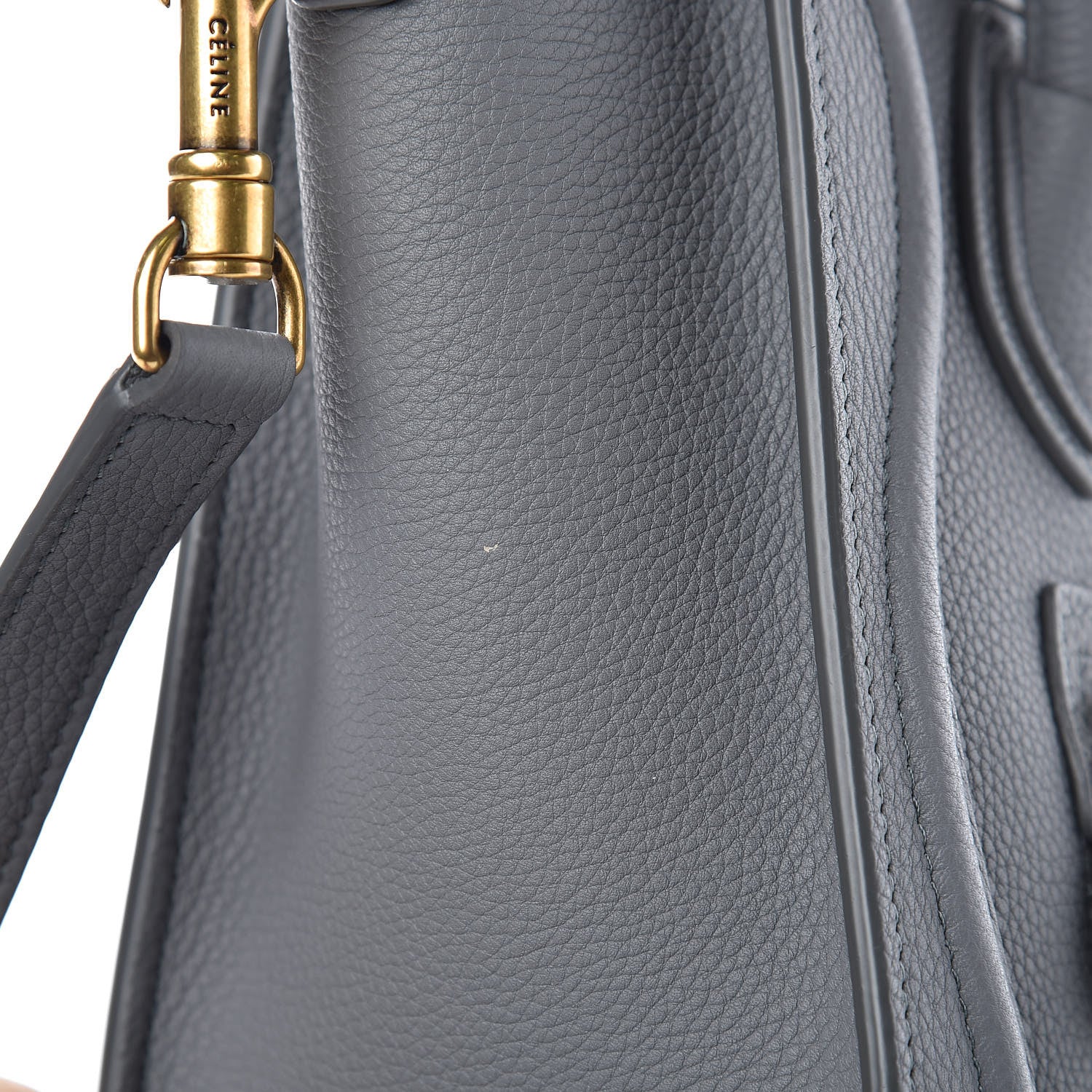 Celine Drummed Calfskin Nano Luggage Kohl 12 of 12