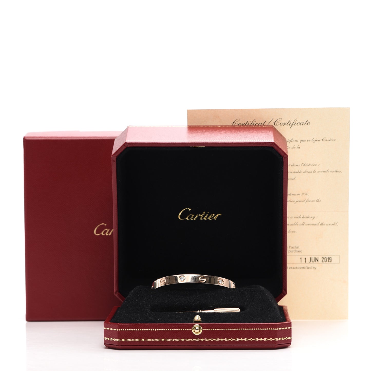 18K Pink Gold 4 Diamond LOVE Bracelet 16