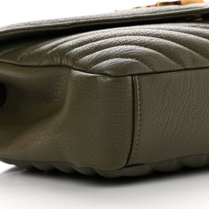 Saint Laurent Sheepskin Matelasse Chevron Monogram Medium College Bag Military Olive 9 of 14