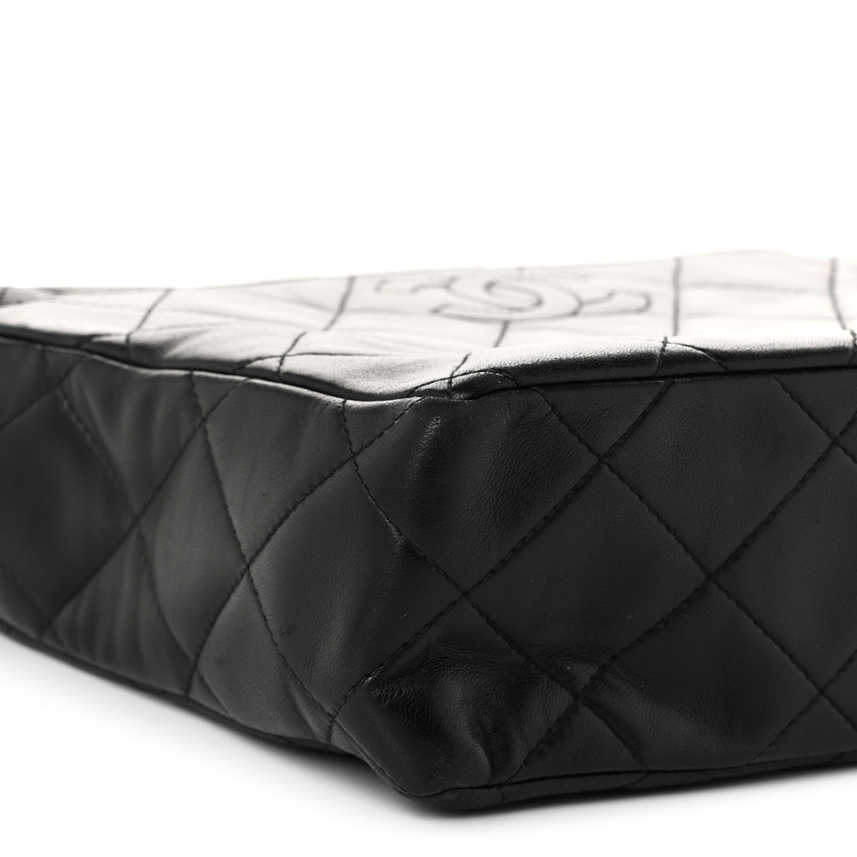 Lambskin Quilted Messenger Bag Black