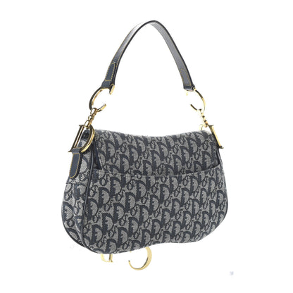 Christian Dior Monogram Double Saddle Bag Navy Blue 3 of 10