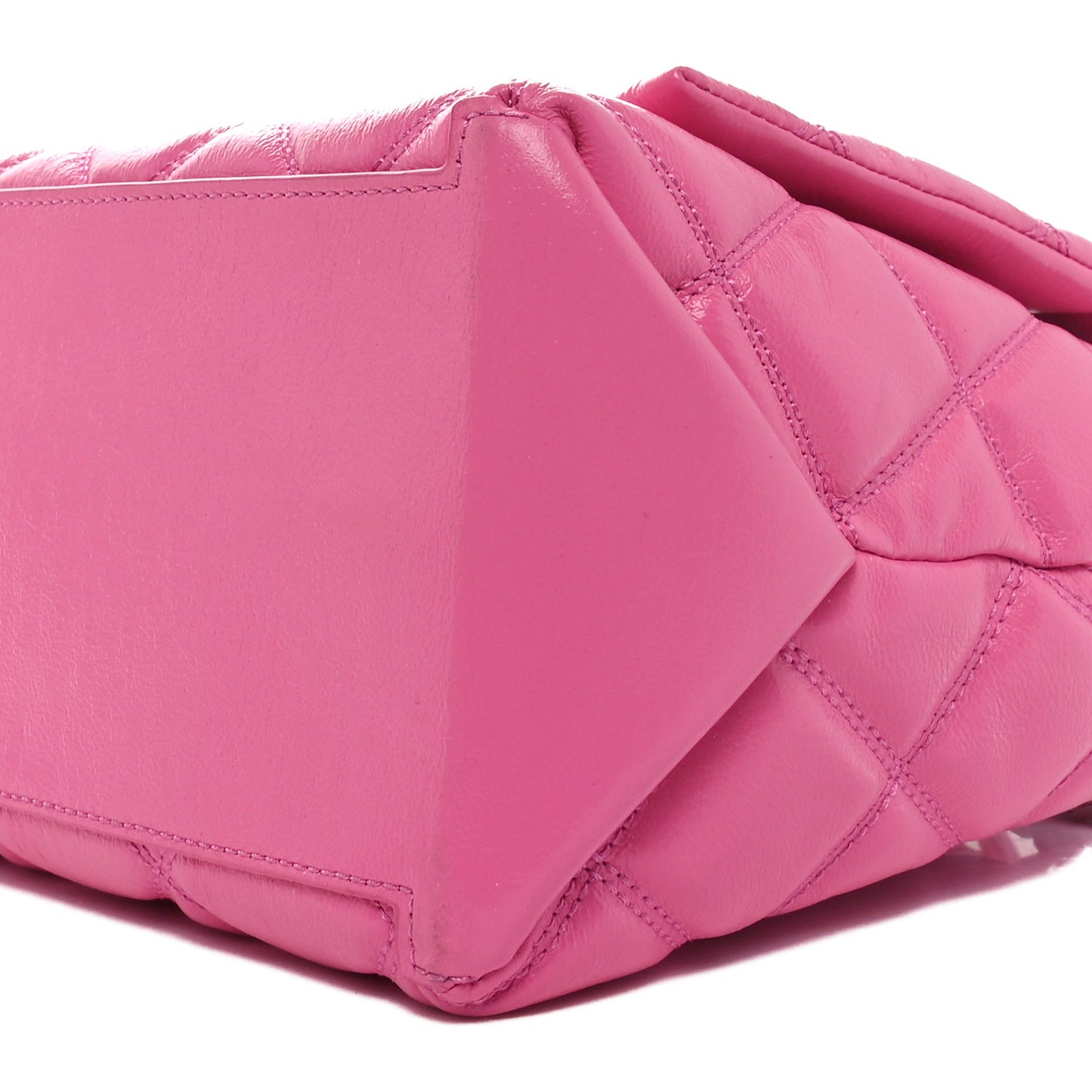 Lambskin Quilted Dual Convertible Medium Shoulder Bag Bow Pink