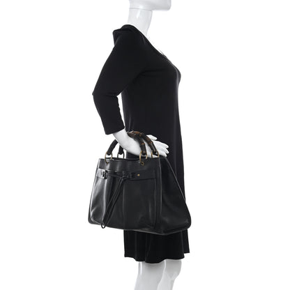 Gucci Calfskin Bamboo Handle Tote Black 2 of 13