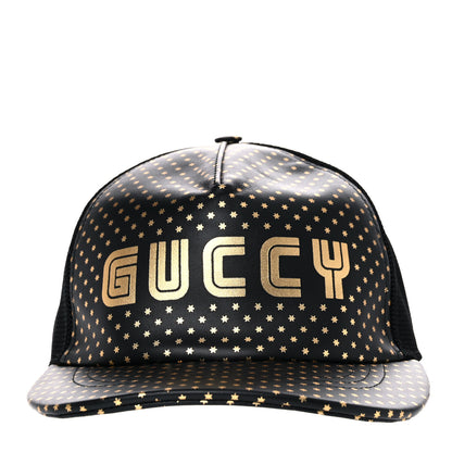 Gucci X SEGA Calfskin GUCCY Stars Baseball Hat M Black Gold 6 of 10