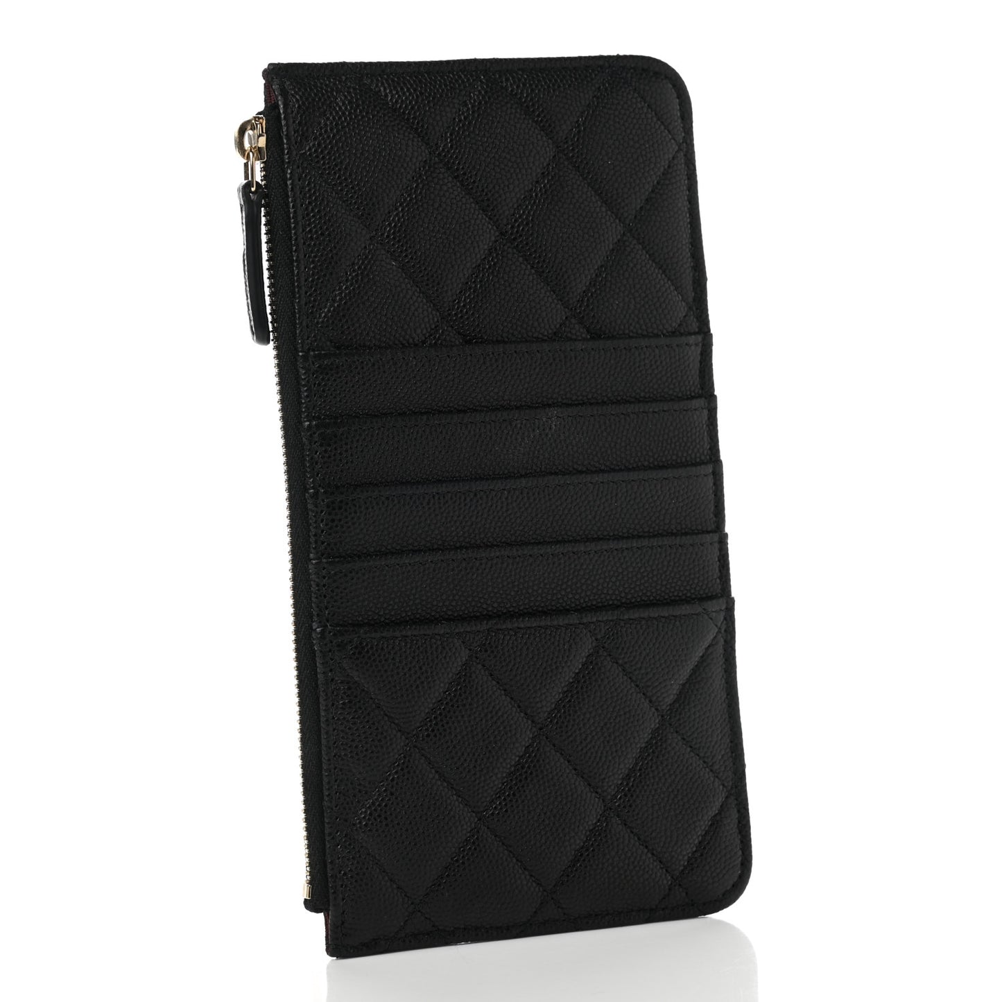 Caviar Quilted Classic Flat Wallet Pouch Black