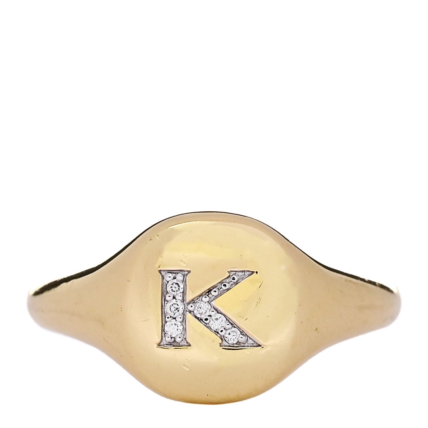 David Yurman 18K Yellow Gold Diamond Initial K Pinky Ring 49 5 1 of 6