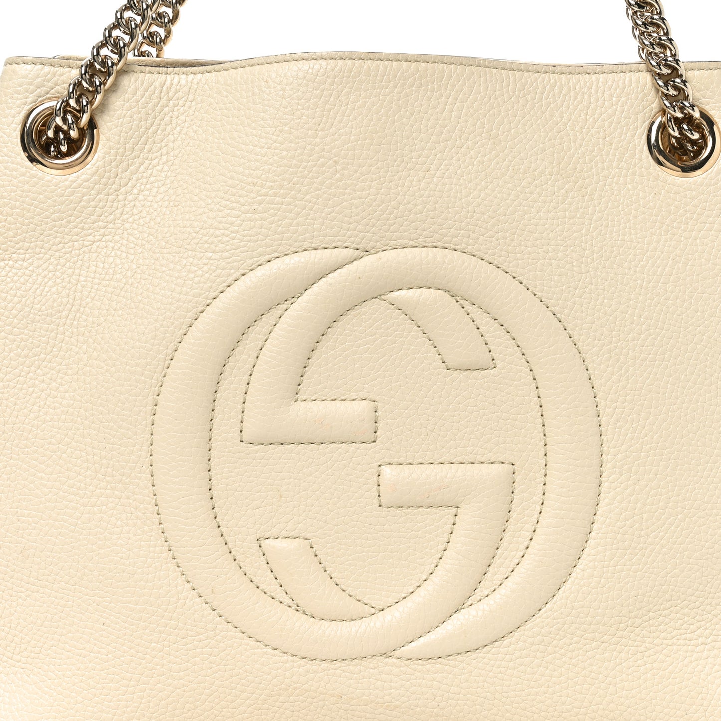 Pebbled Calfskin Medium Soho Chain Shoulder Bag Off White