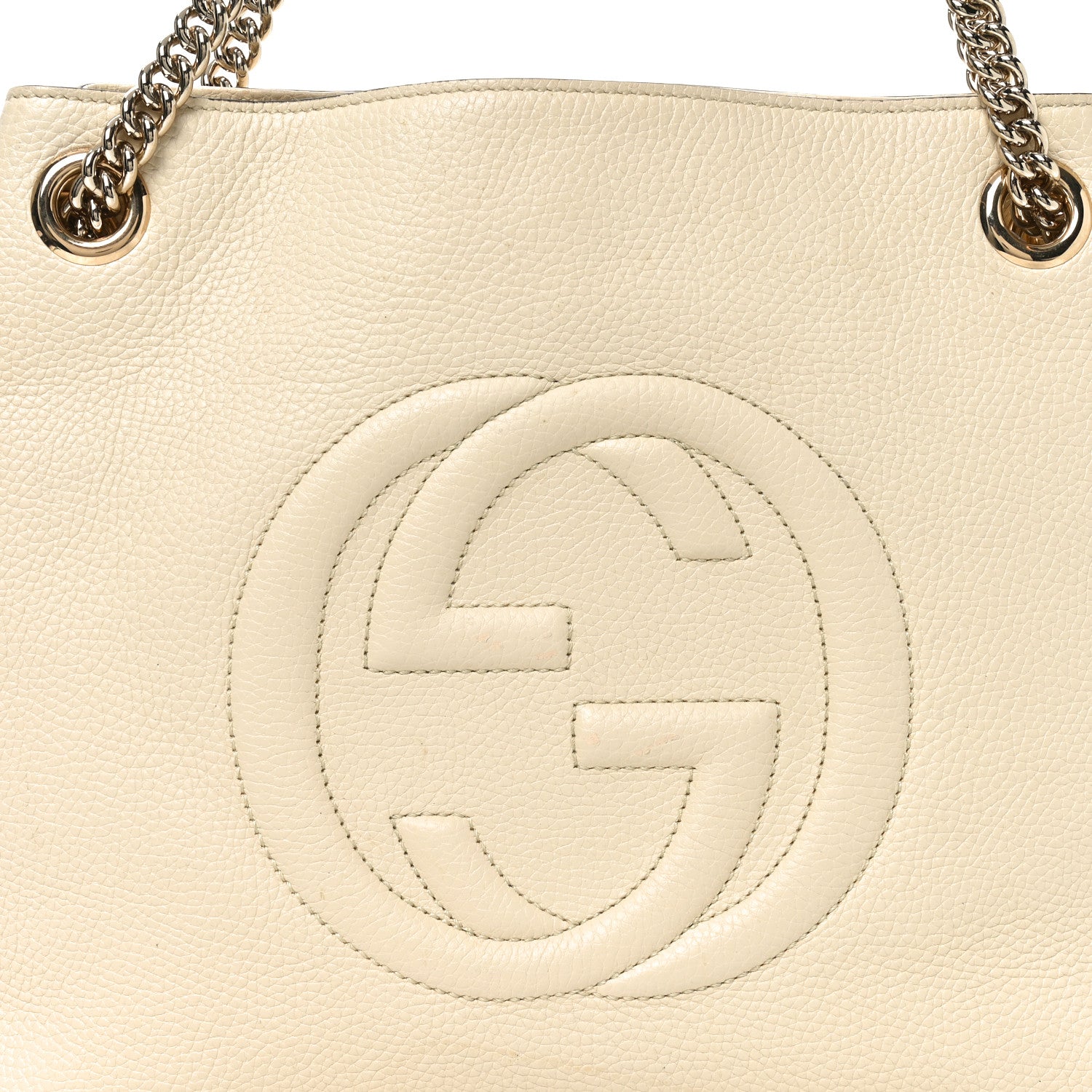 Gucci Pebbled Calfskin Medium Soho Chain Shoulder Bag Off White 8 of 10