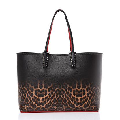 Christian Louboutin Calfskin Degrade Leopard Print Spikes East West Cabata Tote Black Multi 2 of 13