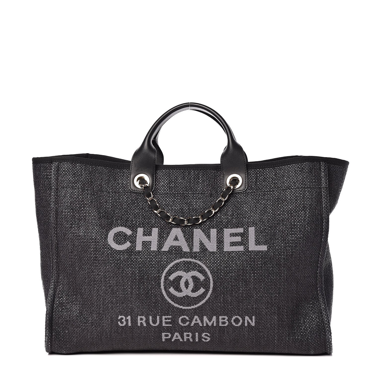 Chanel Woven Straw Raffia Large Deauville Tote Black 1 of 11