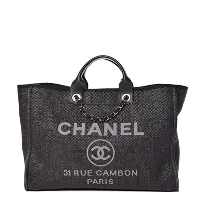 Chanel Woven Straw Raffia Large Deauville Tote Black 1 of 11