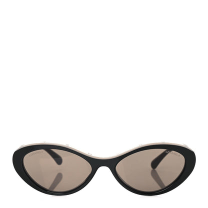 Chanel Acetate Oval Sunglasses 5416 Black Beige 2 of 8