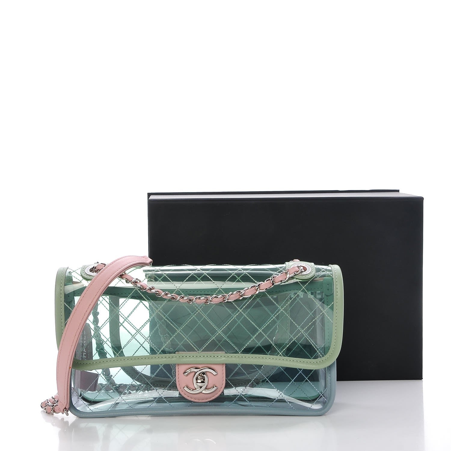 Chanel Lambskin PVC Quilted Medium Coco Splash Flap Blue Green 8 of 8