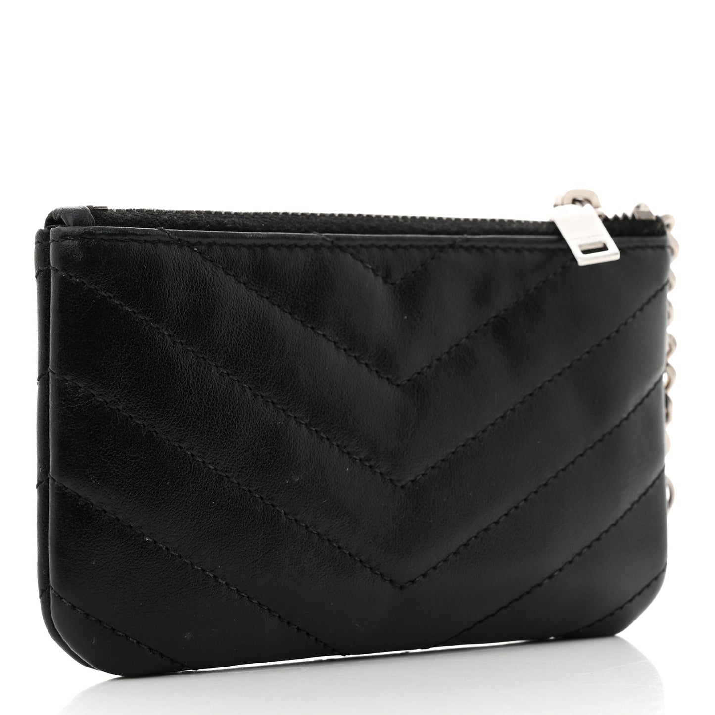 Calfskin Matelasse Monogram Key Pouch Black