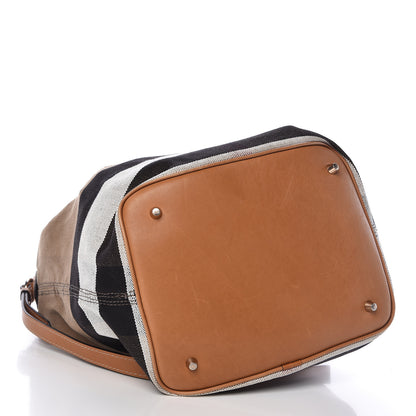 Burberry Canvas Mega Check Medium Ashby Hobo Saddle Brown 4 of 10