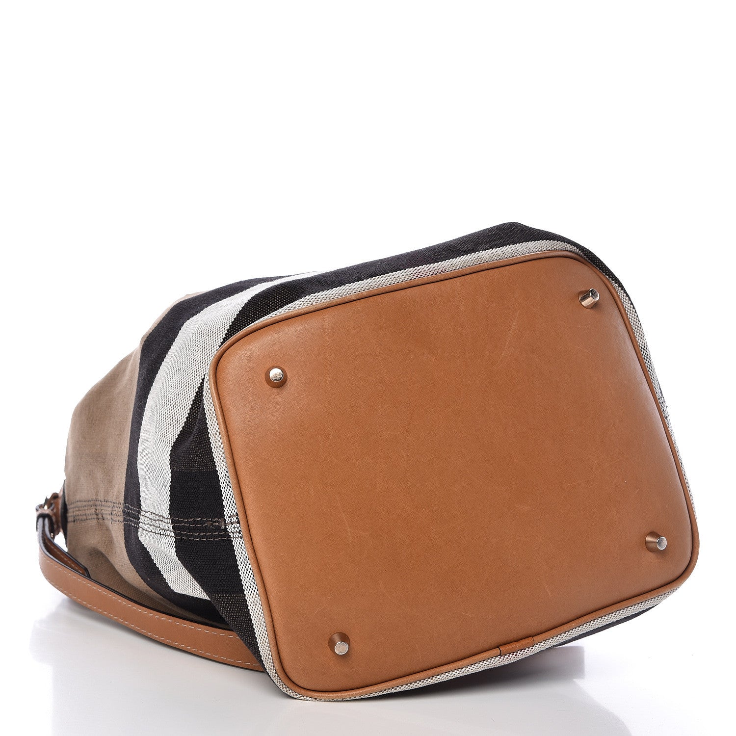 Burberry Canvas Mega Check Medium Ashby Hobo Saddle Brown 4 of 11