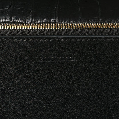 Balenciaga Extra Supple Calfskin Crocodile Embossed Small Gossip Bag Black 6 of 8
