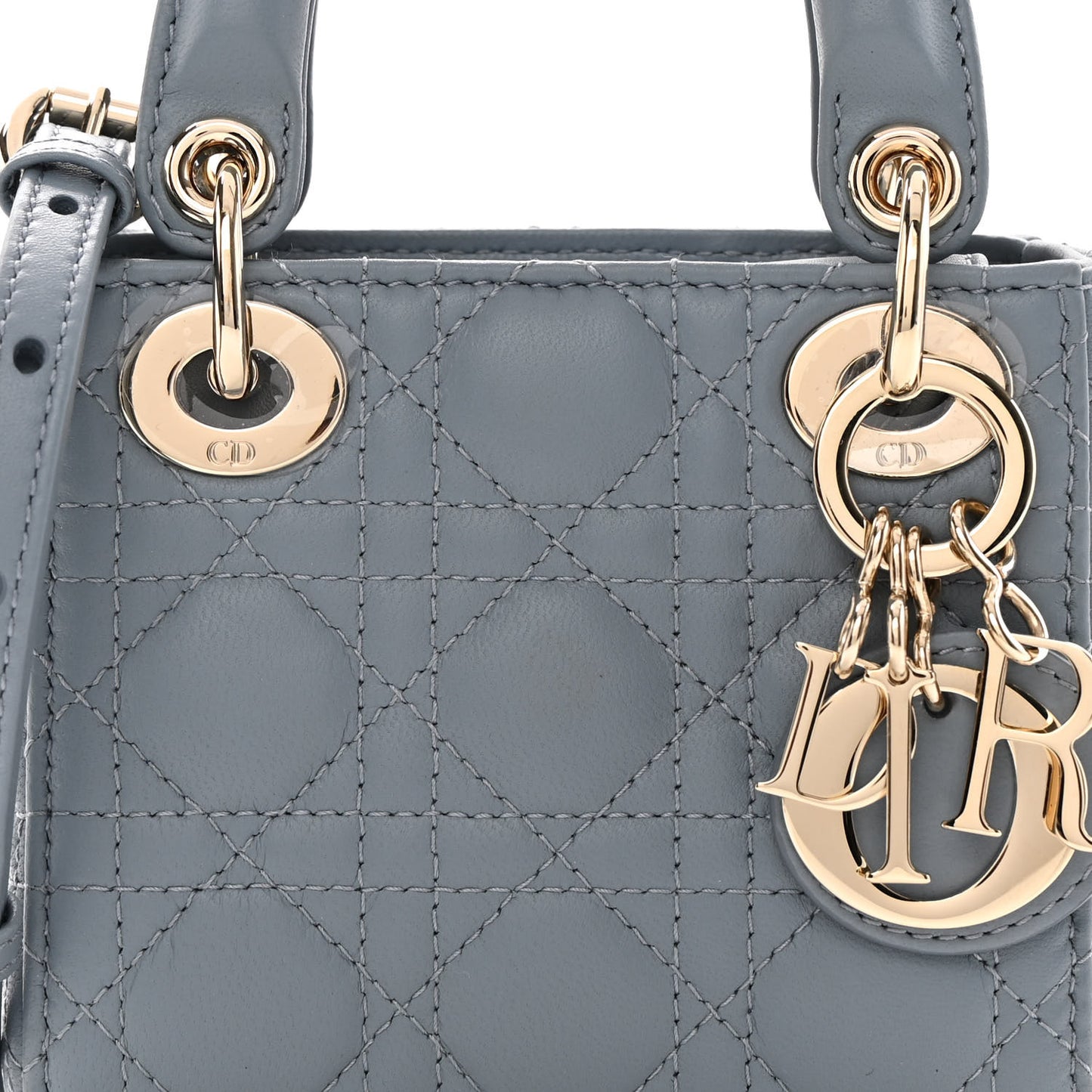Lambskin Cannage Micro Lady Dior Cloud Gray