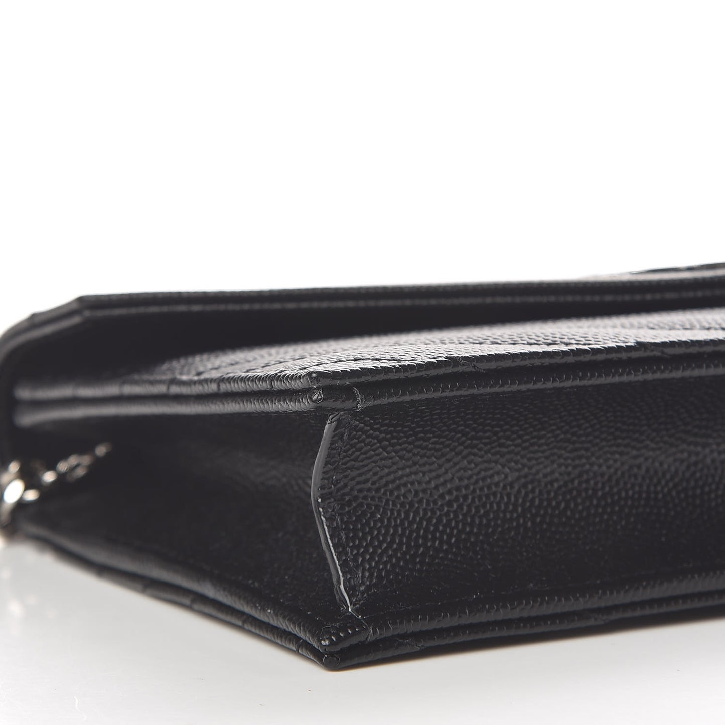 Grain De Poudre Matelasse Chevron Monogram Envelope Chain Wallet Black