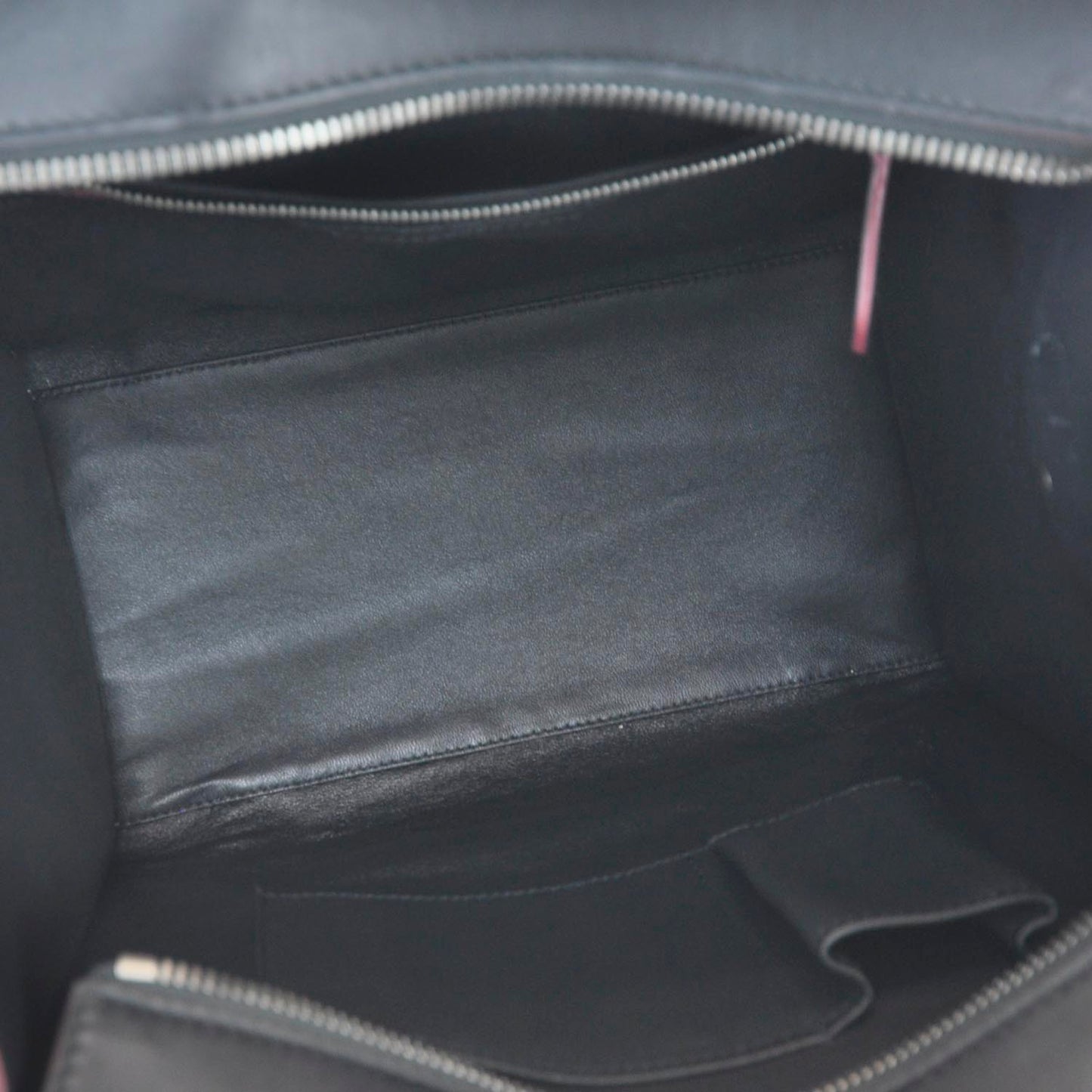 Smooth Calfskin Mini Luggage Black w Pink Trim