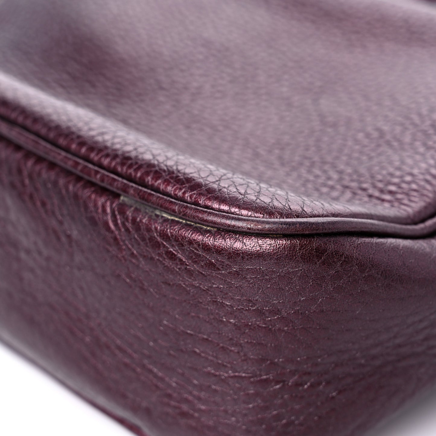 Metallic Pebbled Calfskin Small Soho Disco Bag Burgundy
