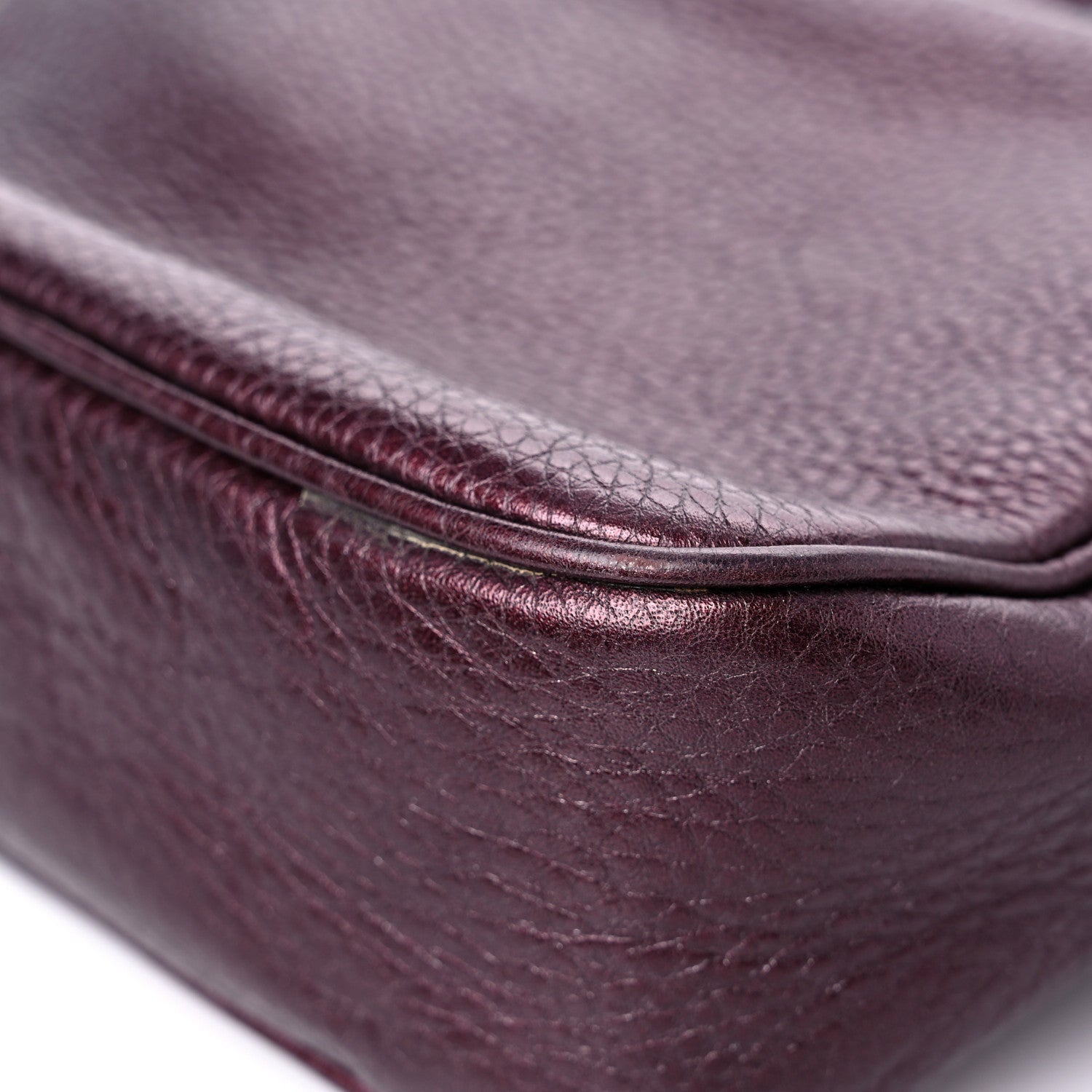 Gucci Metallic Pebbled Calfskin Small Soho Disco Bag Burgundy 10 of 17