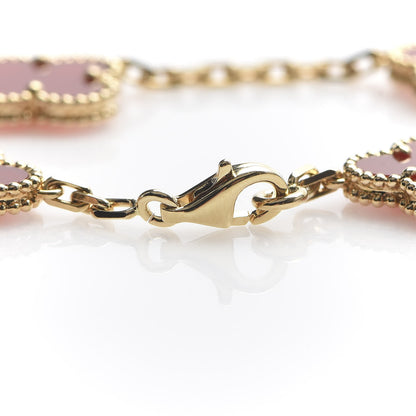 Van Cleef & Arpels 18K Yellow Gold Carnelian 5 Motifs Vintage Alhambra Bracelet 5 of 6
